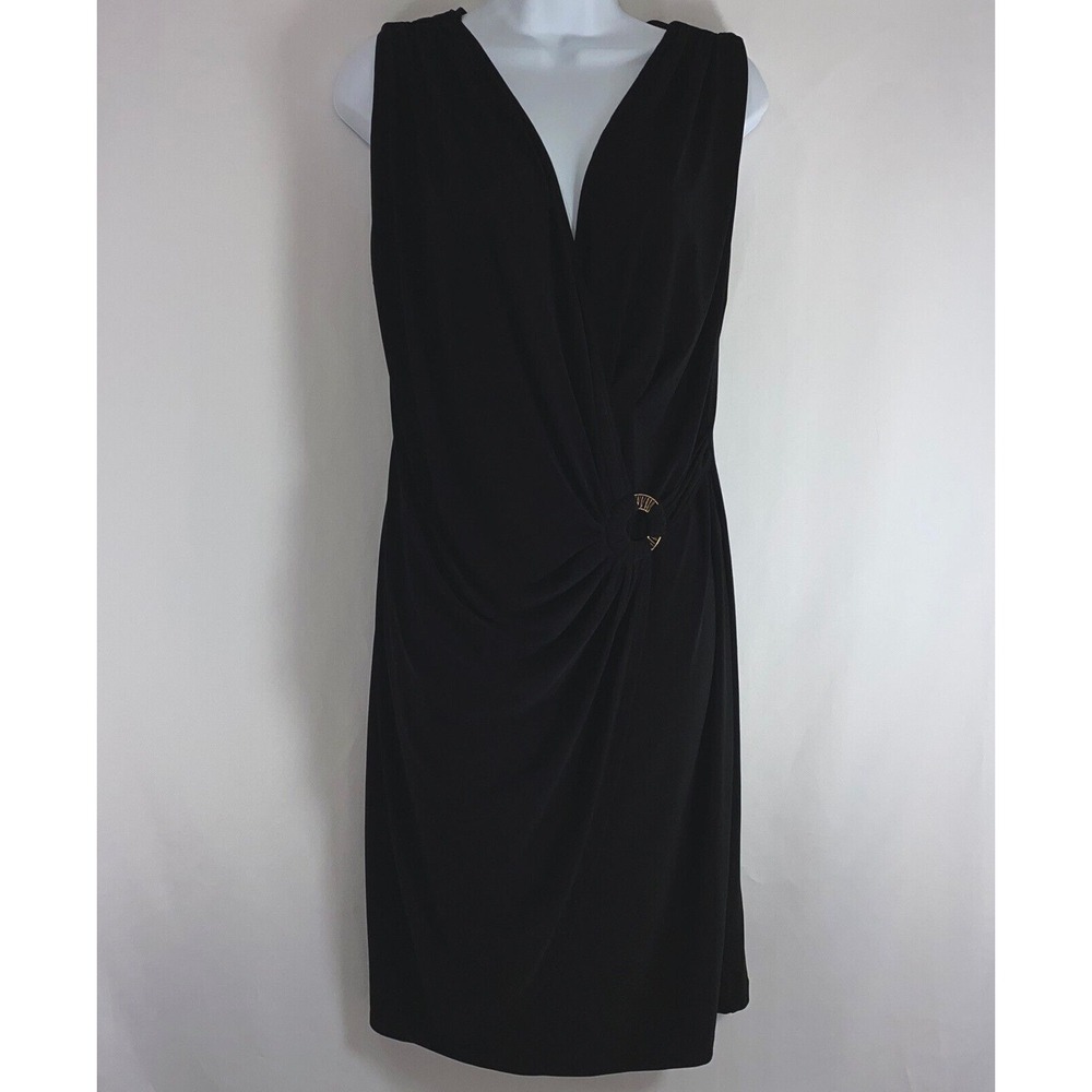 Jones Studio Faux Wrap Dress size 10 Side Ruching